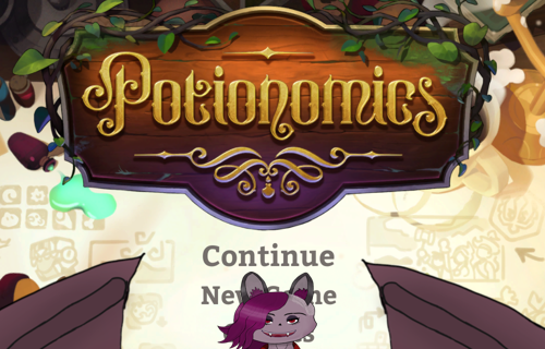 The words Potionomics as it is in the menu, my VTuber Avatars face in the bottom